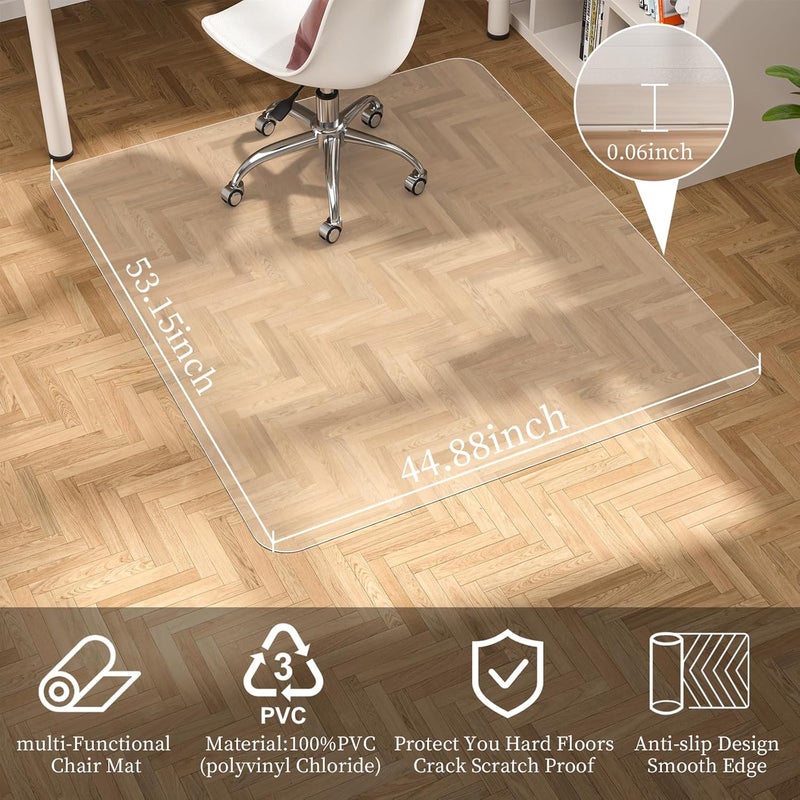 Tonaus Chair Mat for Hard Floor, Computer Chair Mats 45"×54" Transparent Clear PVC Floor Mats, Office Chair Mat Floor Protector for Office Home - Image 3